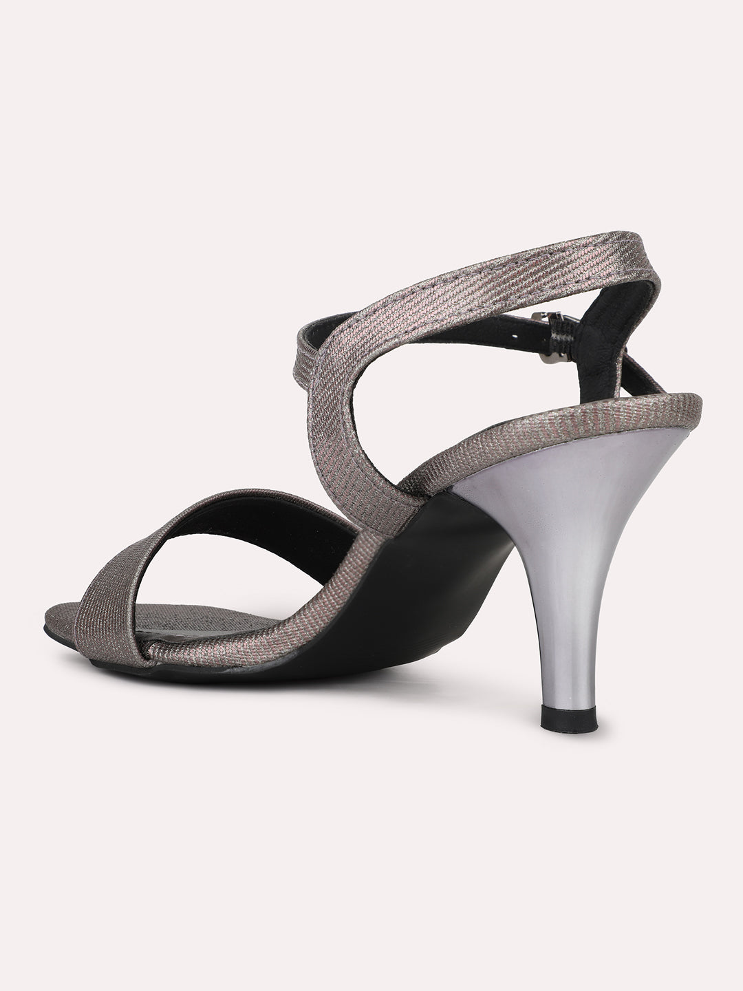 Womens Pewter Party Wear Solid Square Heels