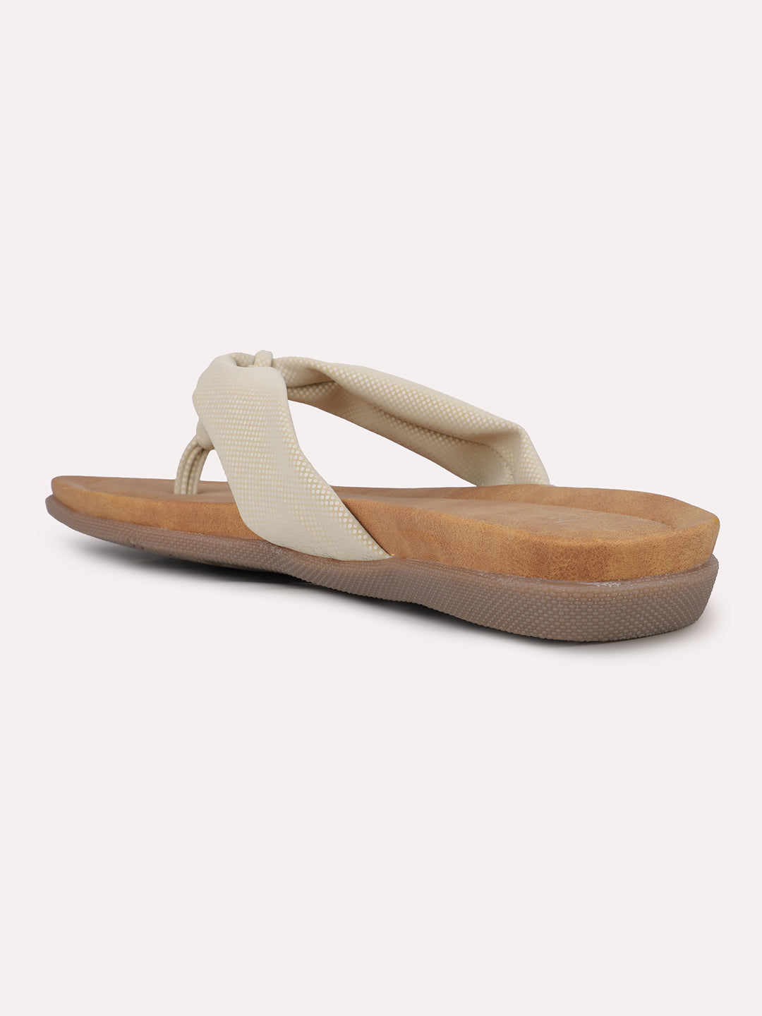 Womens Beige Casual Solid Round Toe Flats