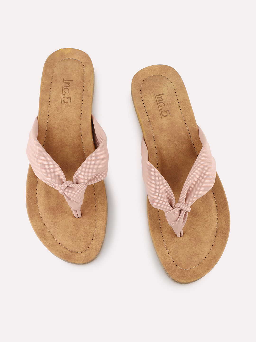 Womens Peach Casual Solid Round Toe Flats