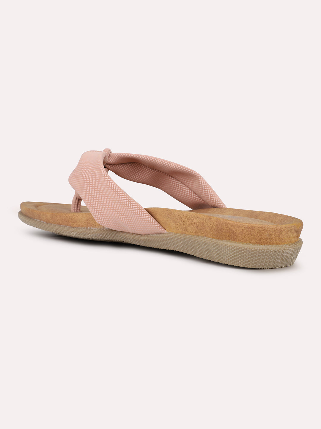 Womens Peach Casual Solid Round Toe Flats