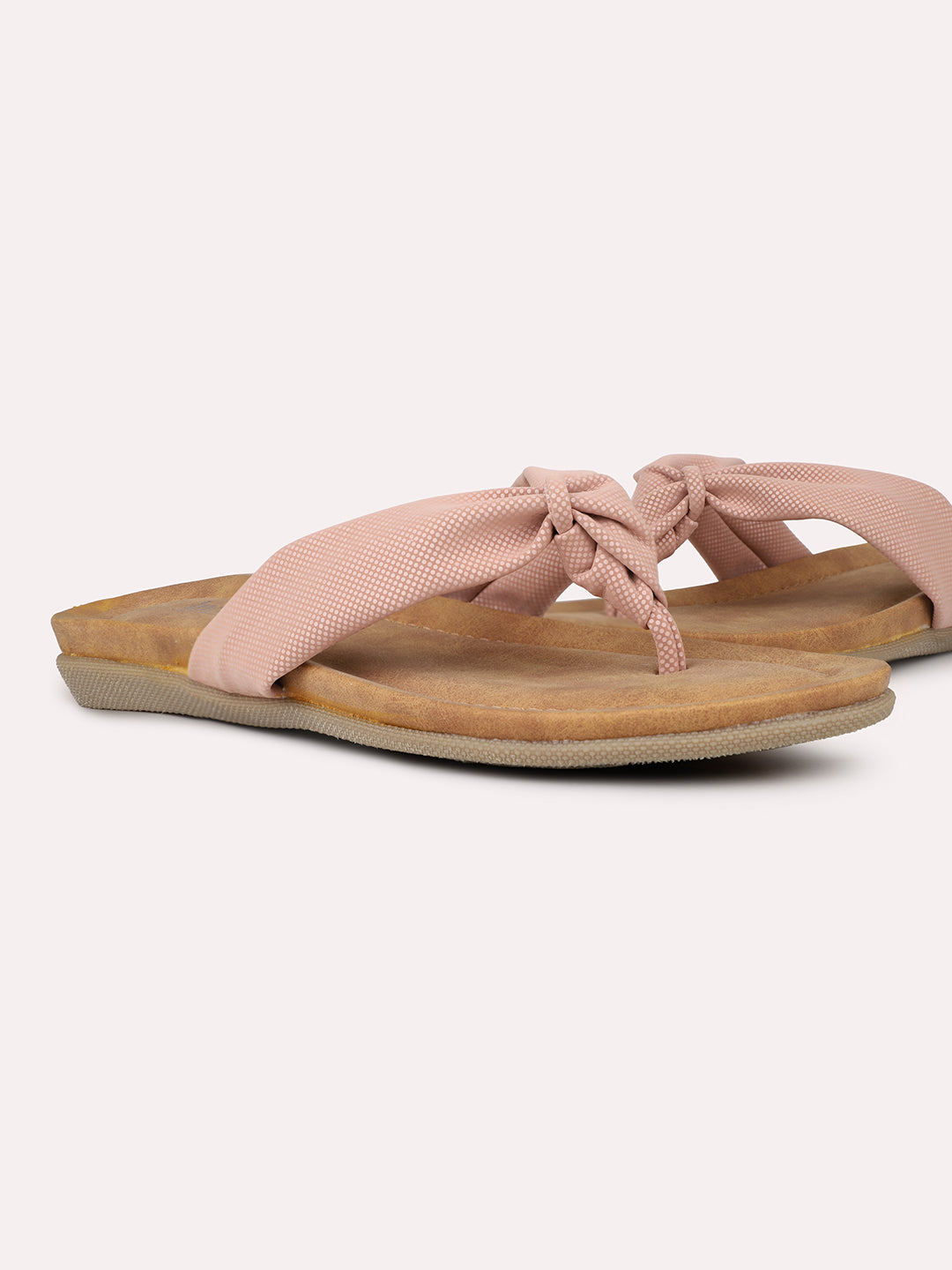 Womens Peach Casual Solid Round Toe Flats