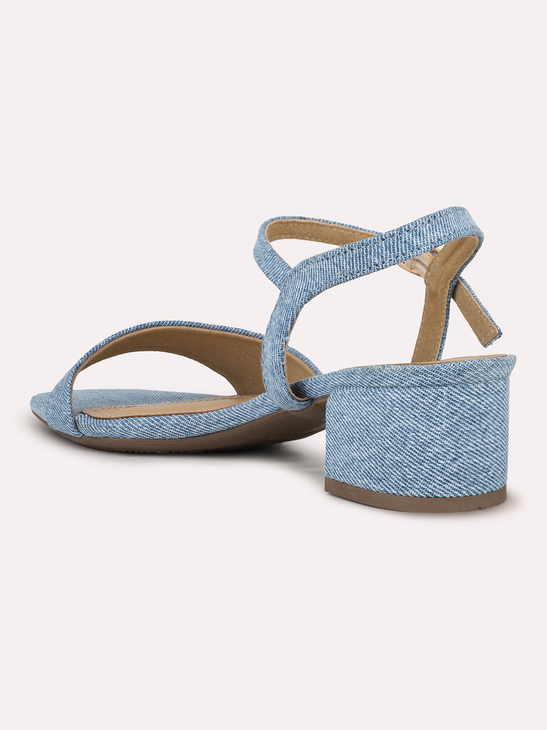 Womens Blue Party Wear Solid Square Heels