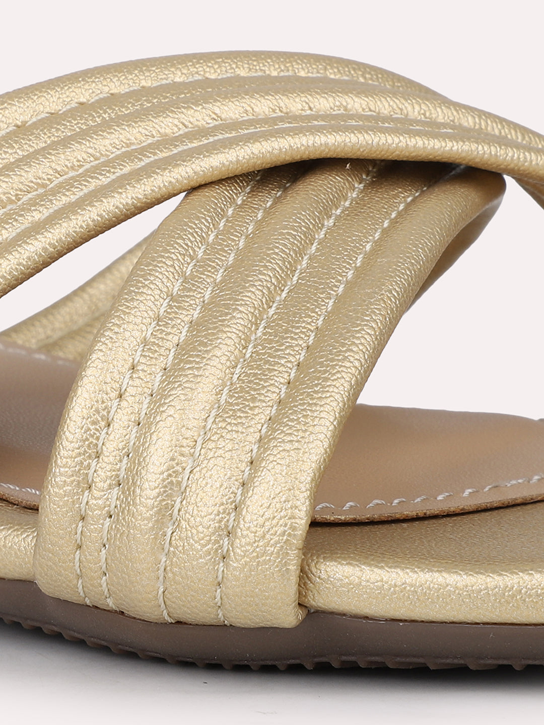 Womens Gold Party Wear Solid Square Toe Heels