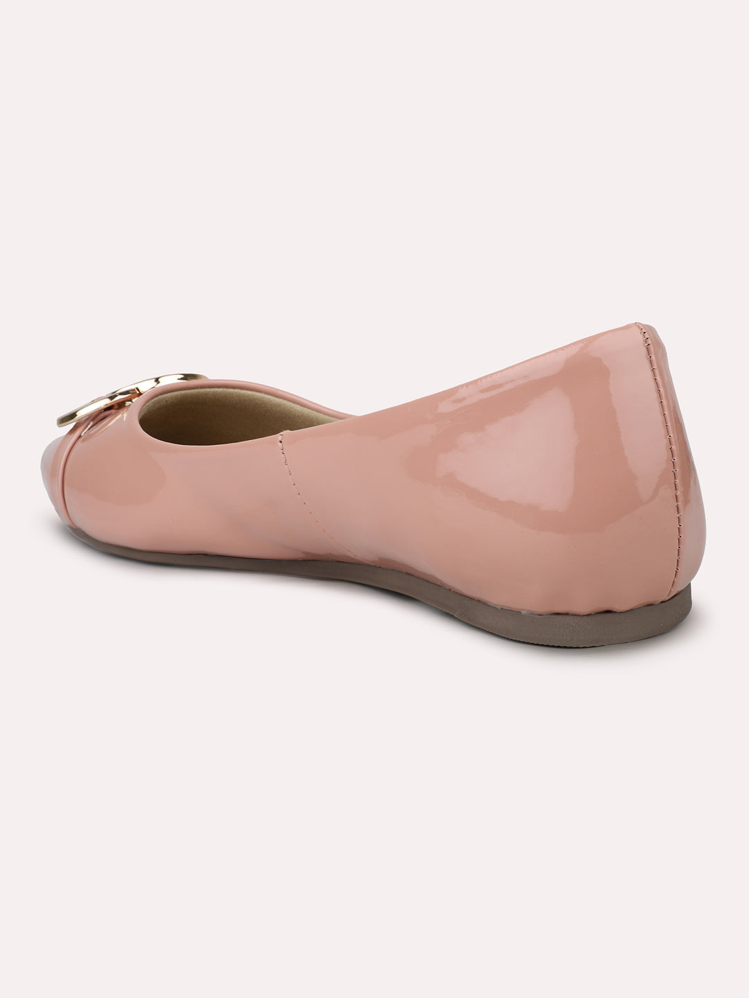 Womens Peach Casual Solid Pointed Slip on Ballerina