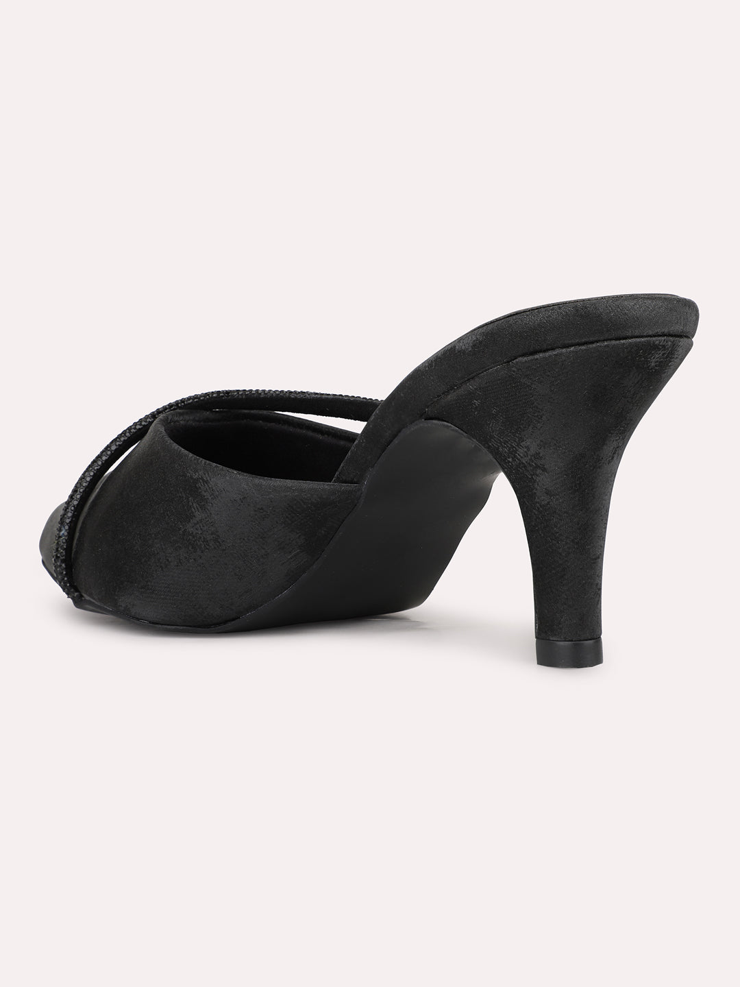 Womens Black Party Wear Solid Pointed Heels