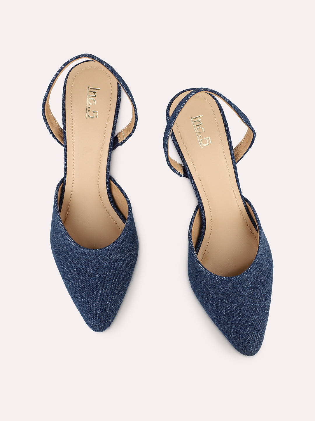 Womens Navy Party Wear Solid Pointed Heels