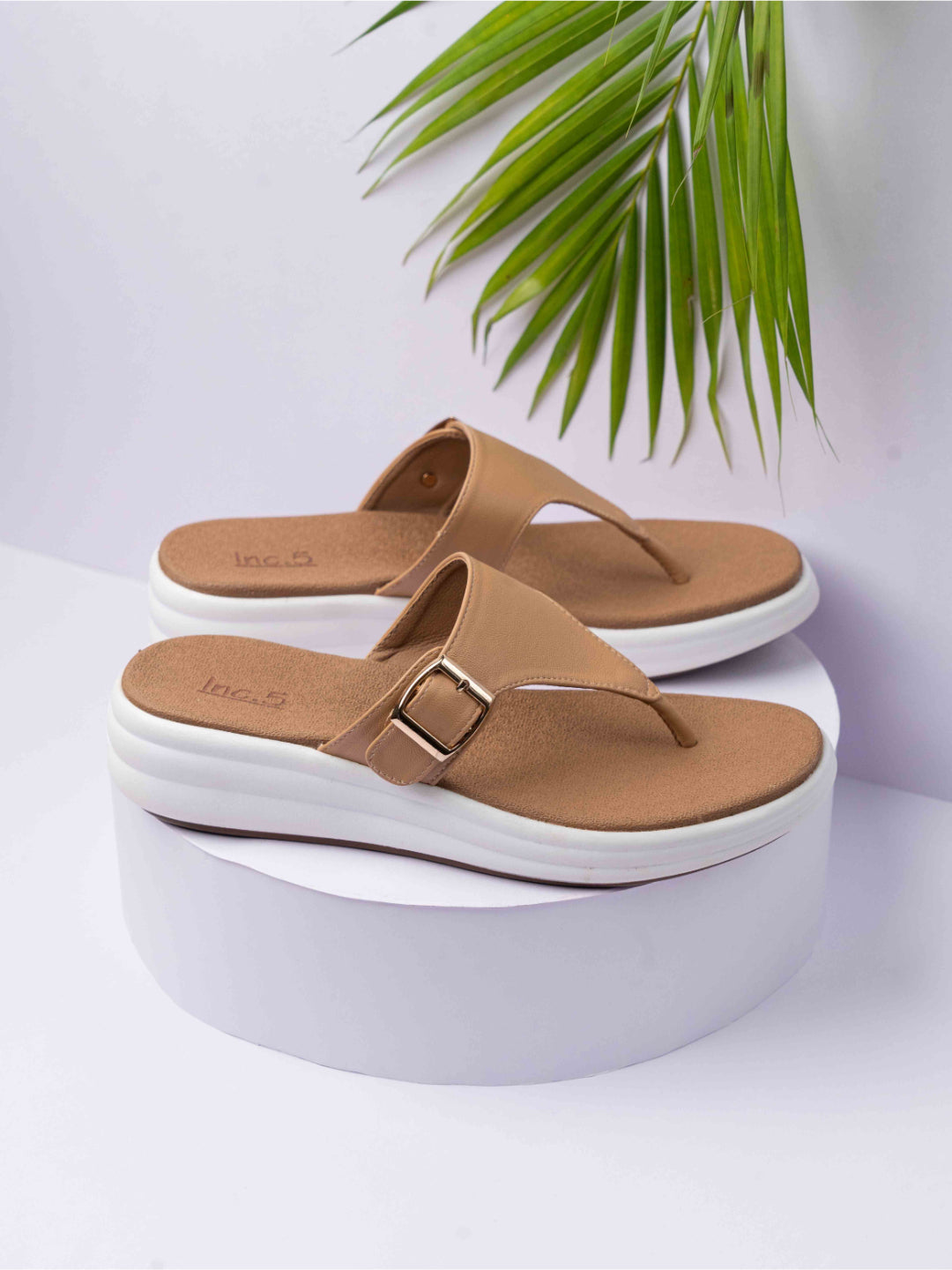 Womens Beige Casual Solid Round Toe Casual Flats