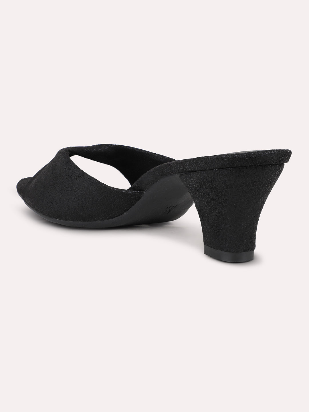 Womens Black Party Wear Solid Round Toe Heels