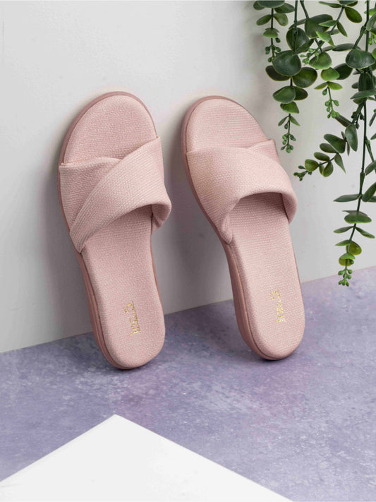 Womens Peach Casual Solid Round Toe Flats