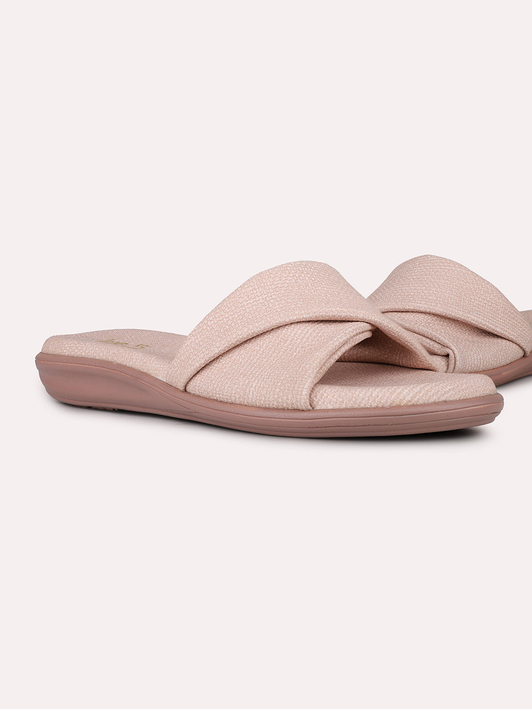 Womens Peach Casual Solid Round Toe Flats