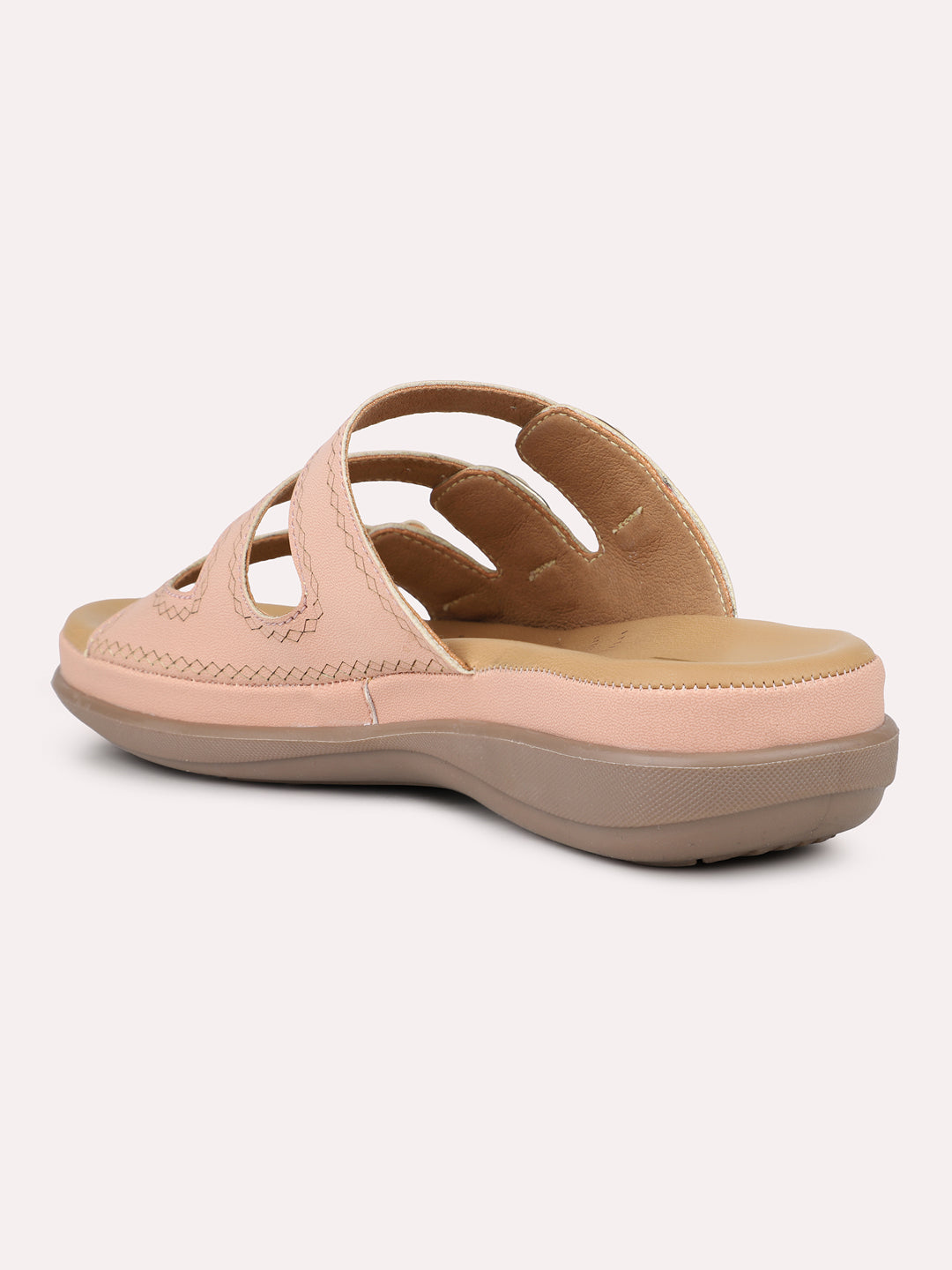 Womens Peach Casual Solid Round Toe Comfort Flats