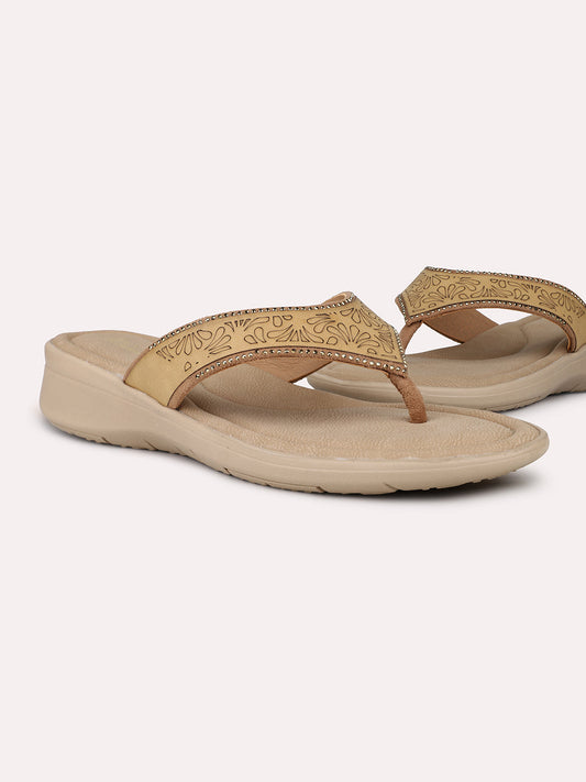 Womens Beige Casual Solid Round Toe Flats