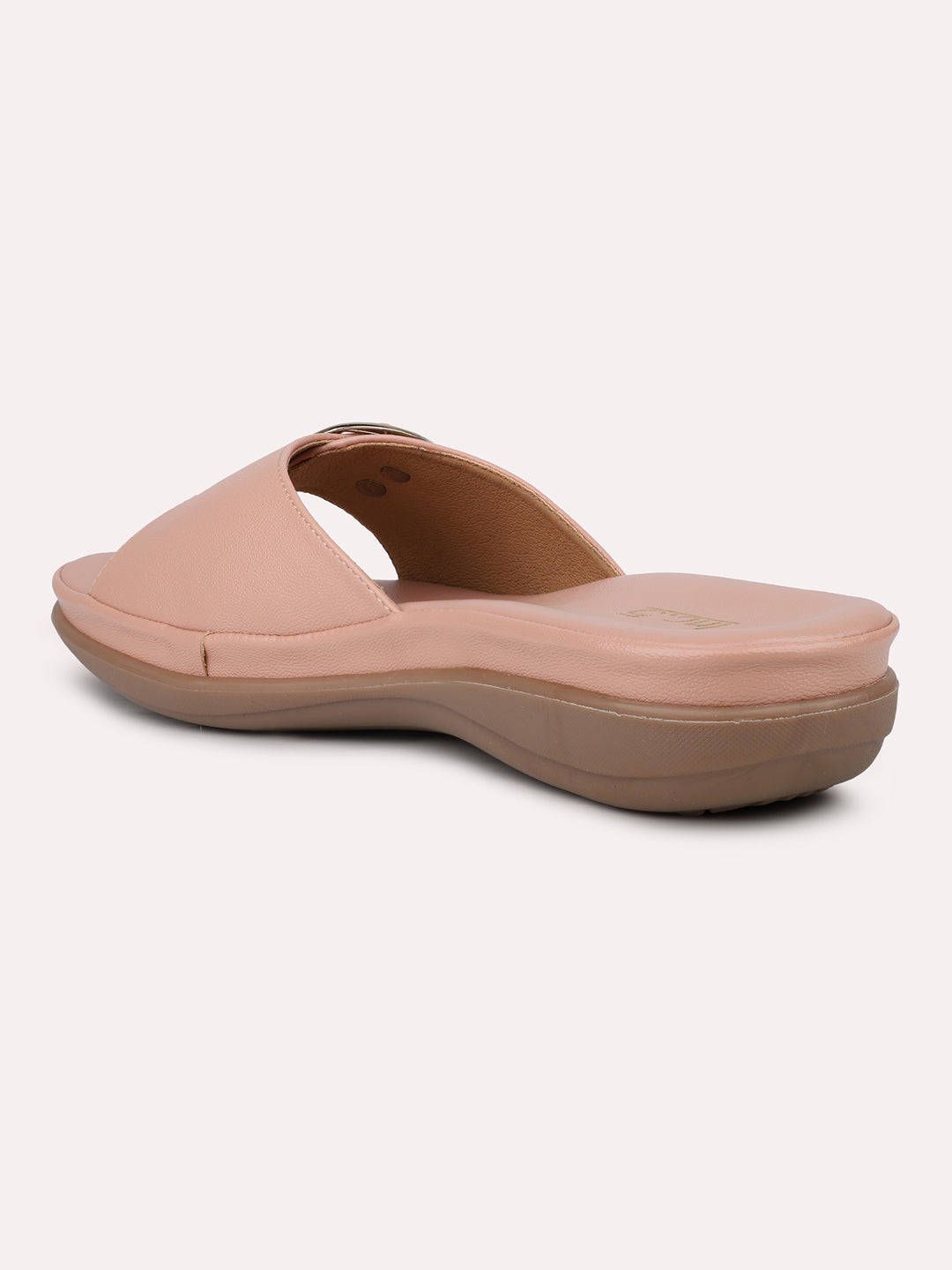 Womens Peach Casual Round Toe Comfort Flats