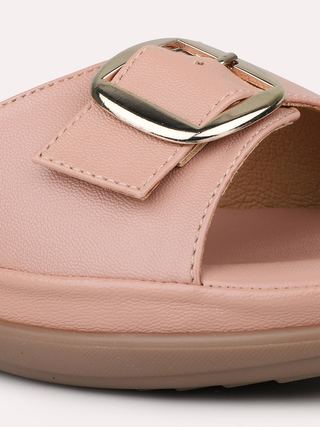 Womens Peach Casual Round Toe Comfort Flats