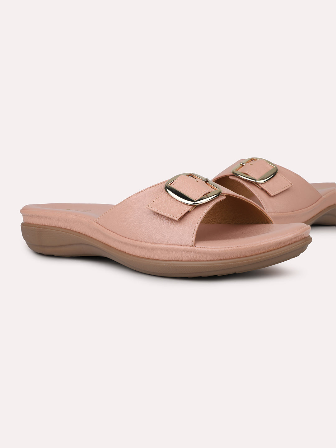 Womens Peach Casual Round Toe Comfort Flats