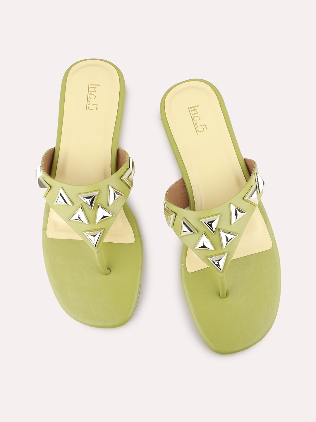 Womens Green Ethnic Embellished Fashion Flats