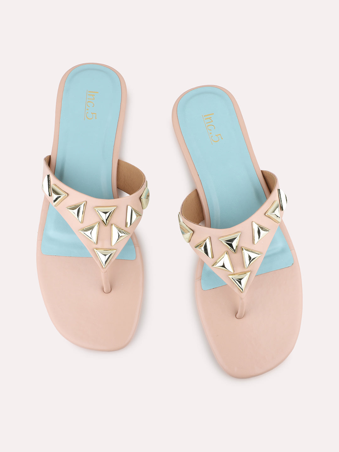 Womens Peach Ethnic Embellished Fashion Flats