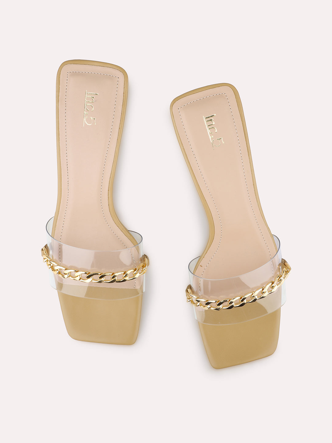 Womens Beige Ethnic Transparent Square Heels