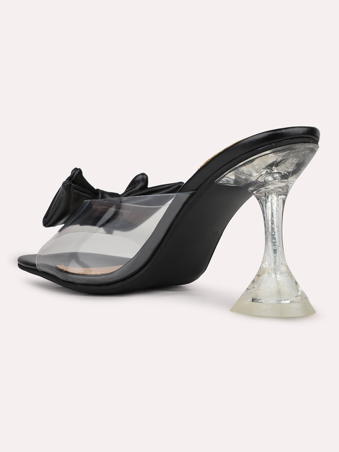 Womens Black Party Wear Transparent Kitten Heels