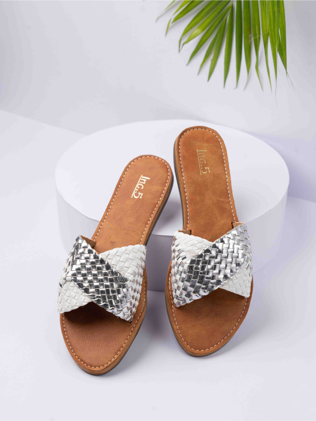 Womens White Casual Solid Square Flats