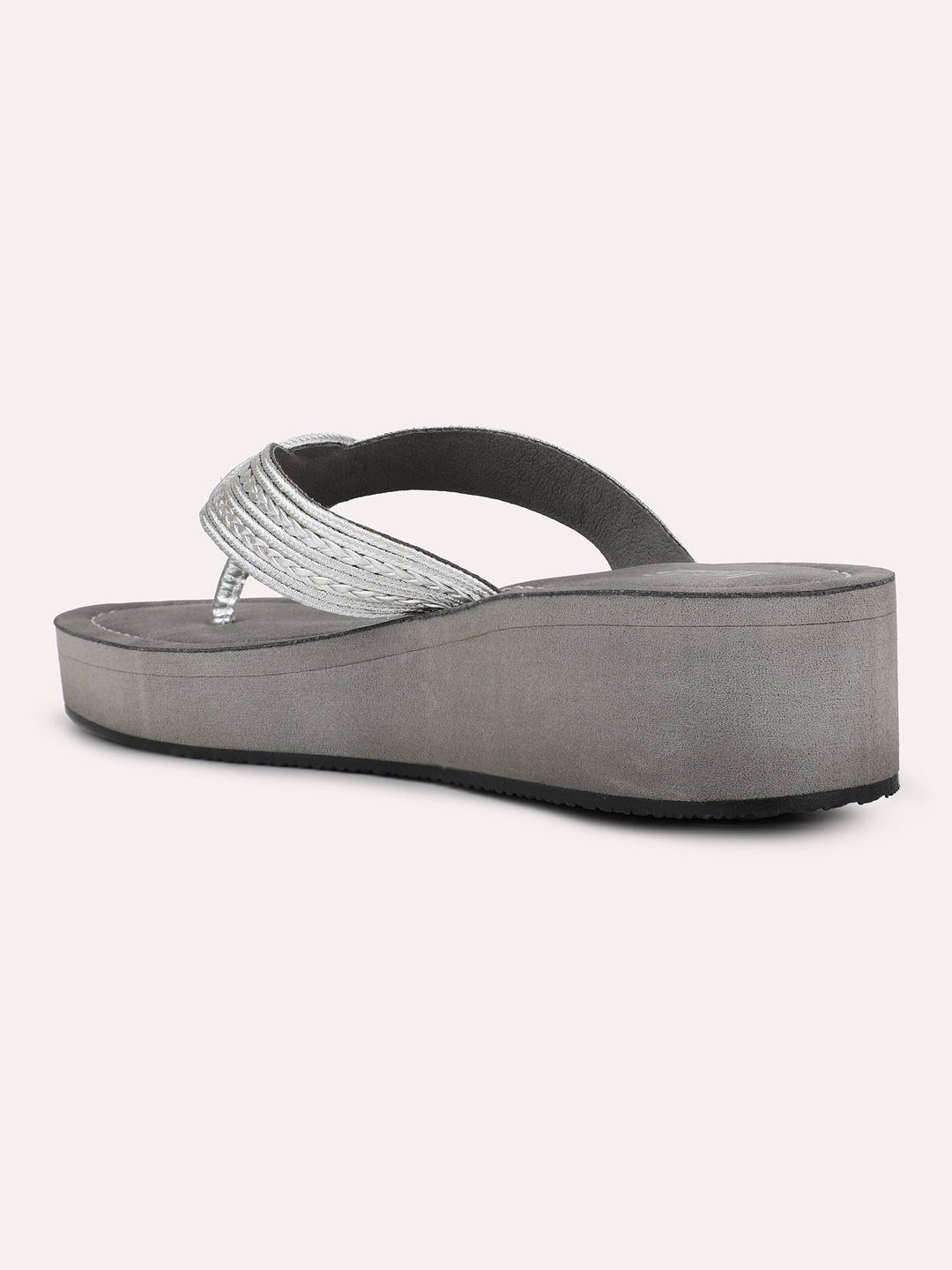 Womens Silver Casual Solid Round Toe Casual Sandals