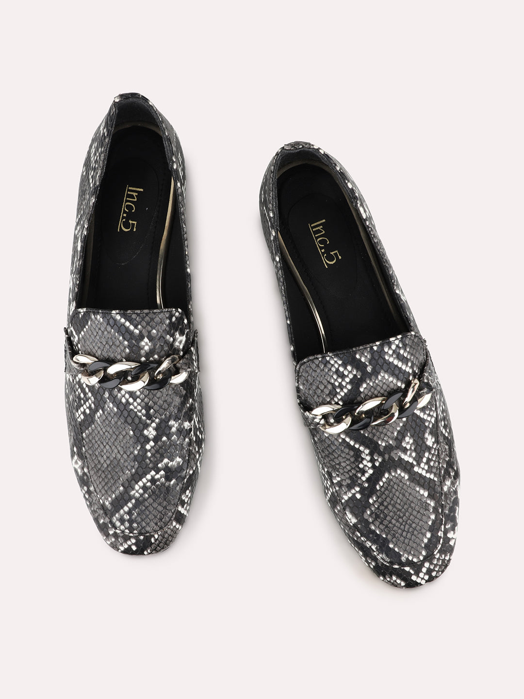 Womens Black Casual Printed Pointed Slip on Ballerina