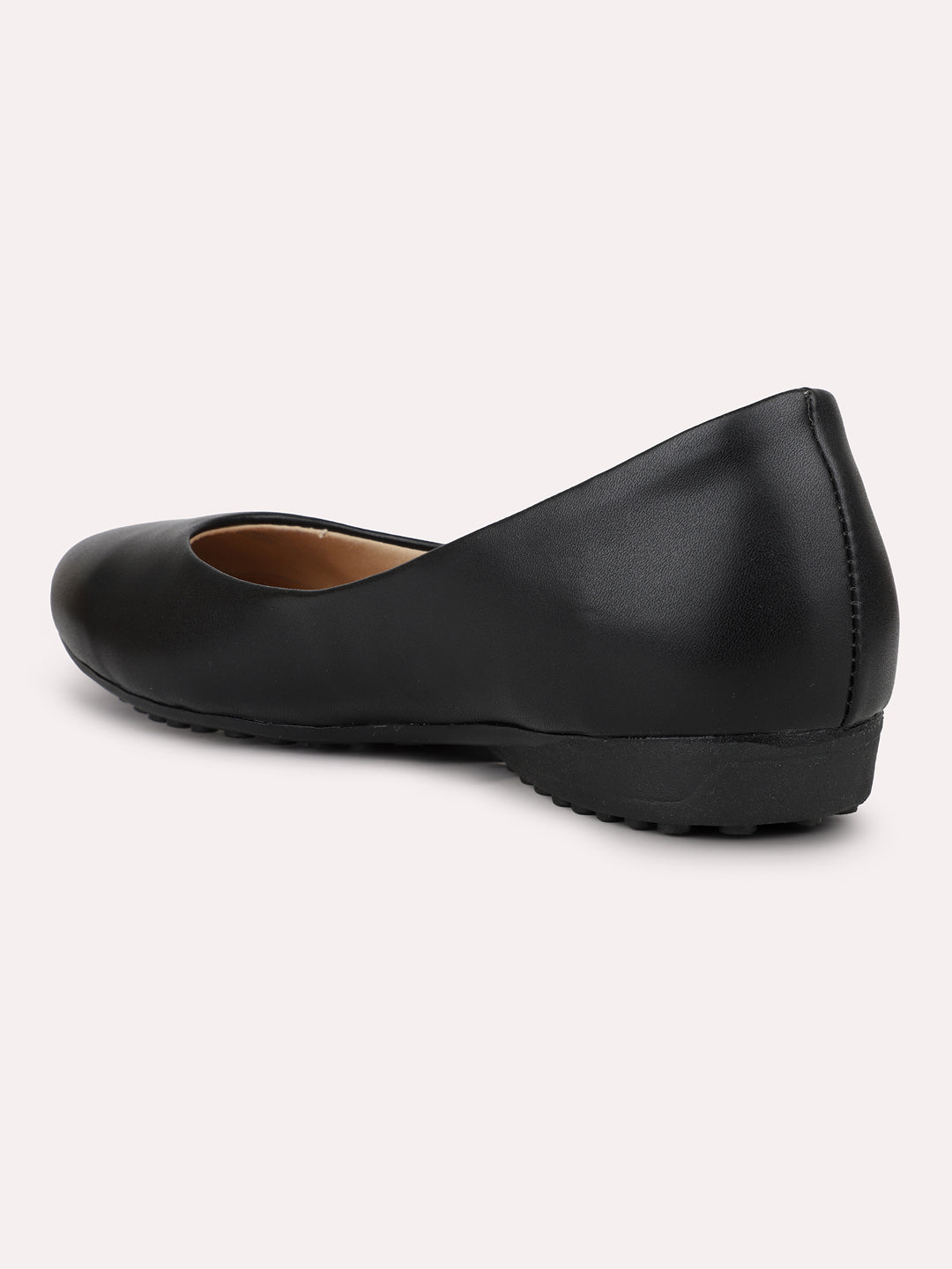 Womens Black Casual Solid Round Toe Slip on Ballerina