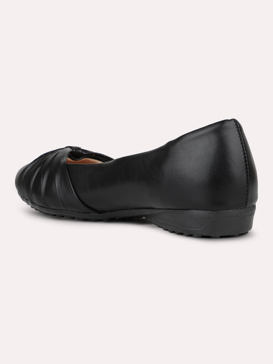 Womens Black Casual Solid Round Toe Slip on Ballerina