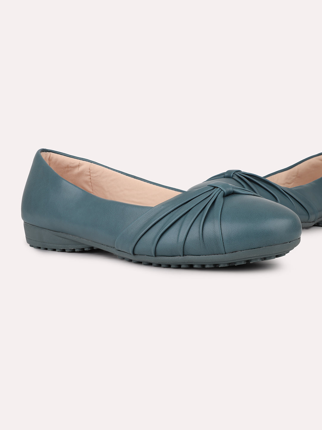 Womens Blue Casual Solid Round Toe Slip on Ballerina