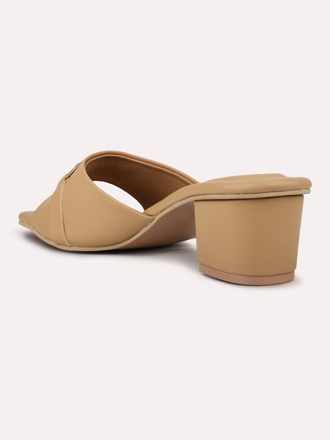 Womens Beige Smart Casual Solid Square Heels