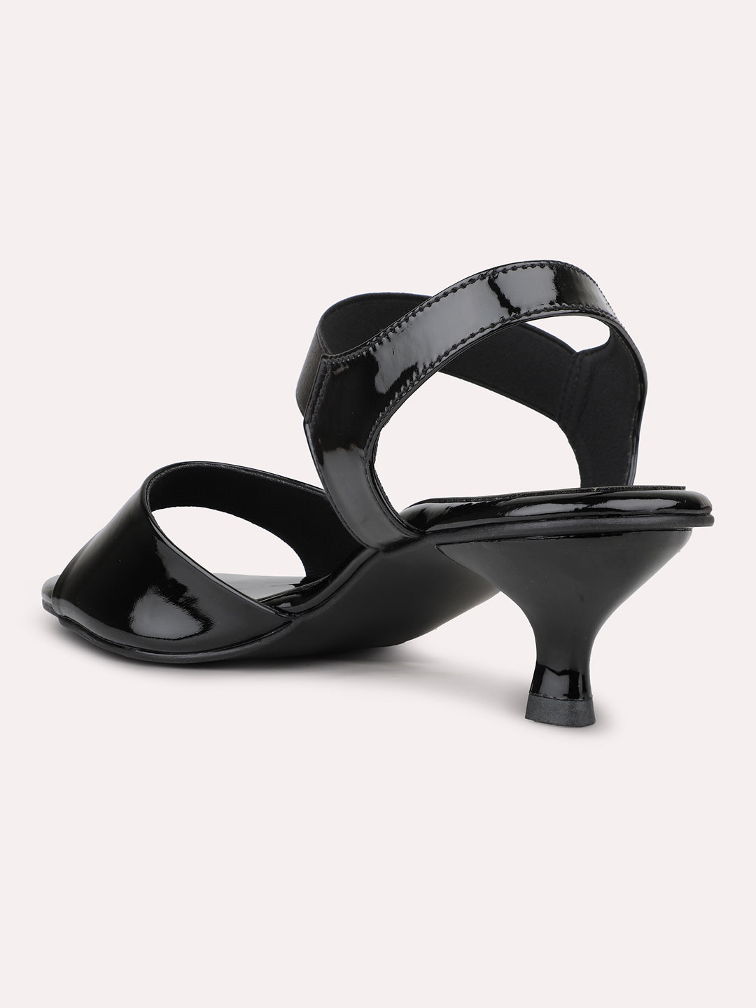 Womens Black Party Wear Solid Round Toe Heels