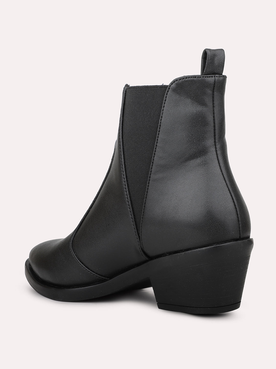 Womens Black Casual Solid Pointed Toe Ankle Boots