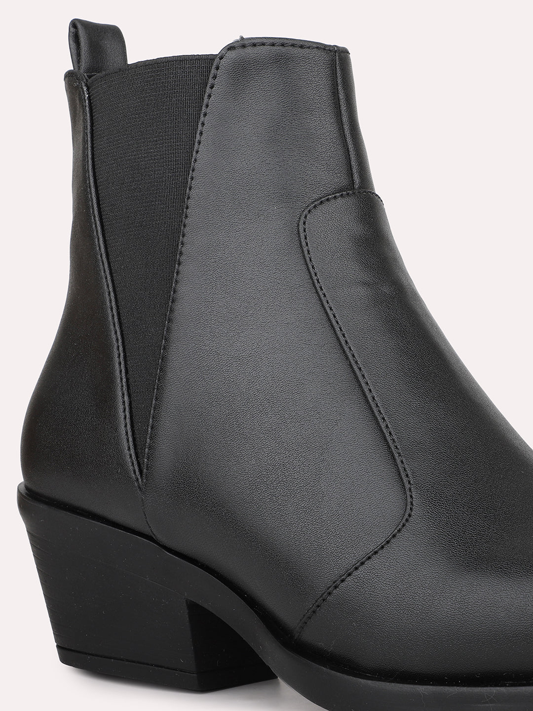 Womens Black Casual Solid Pointed Toe Ankle Boots