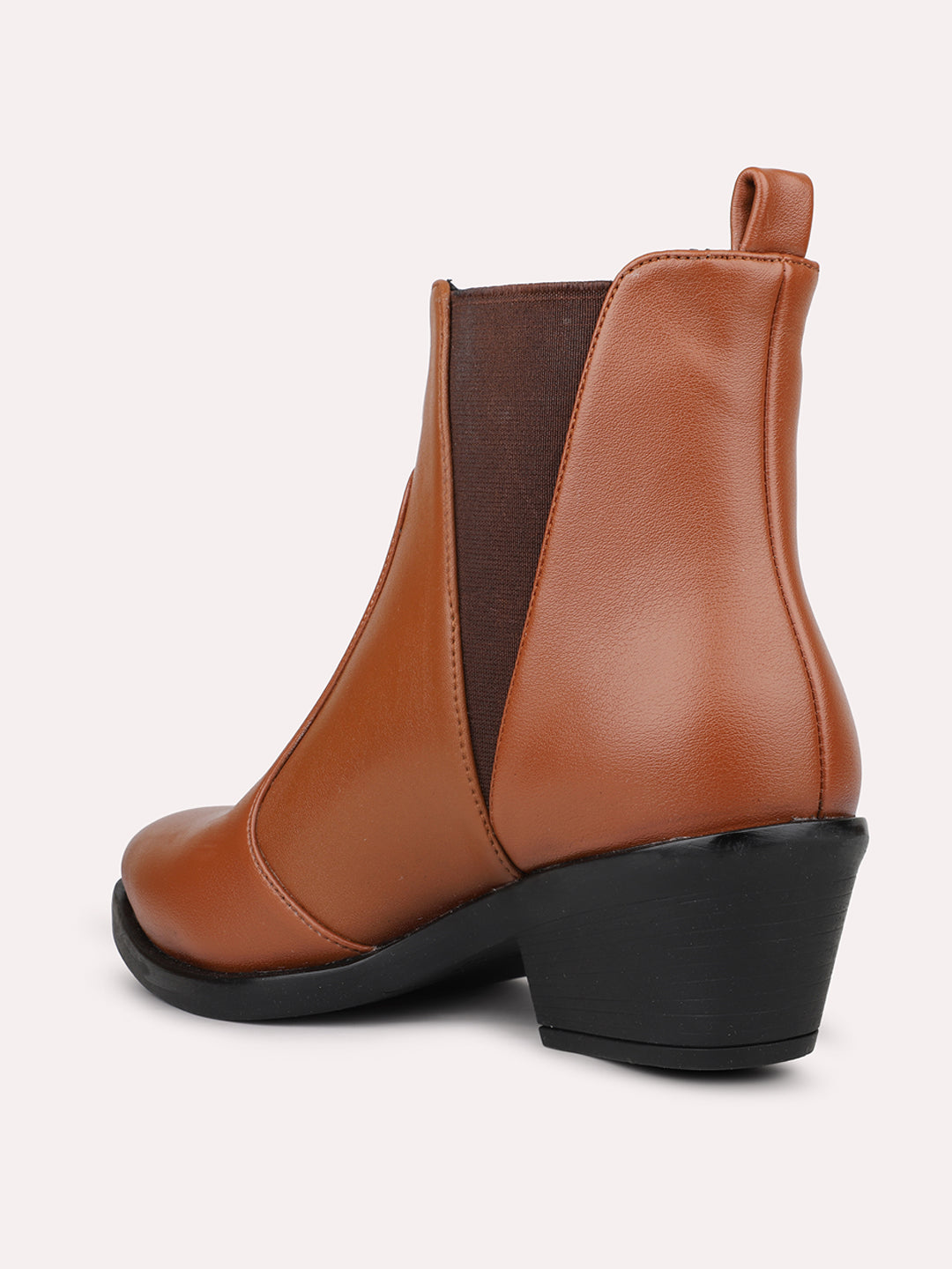 Womens Tan Casual Solid Pointed Toe Ankle Boots