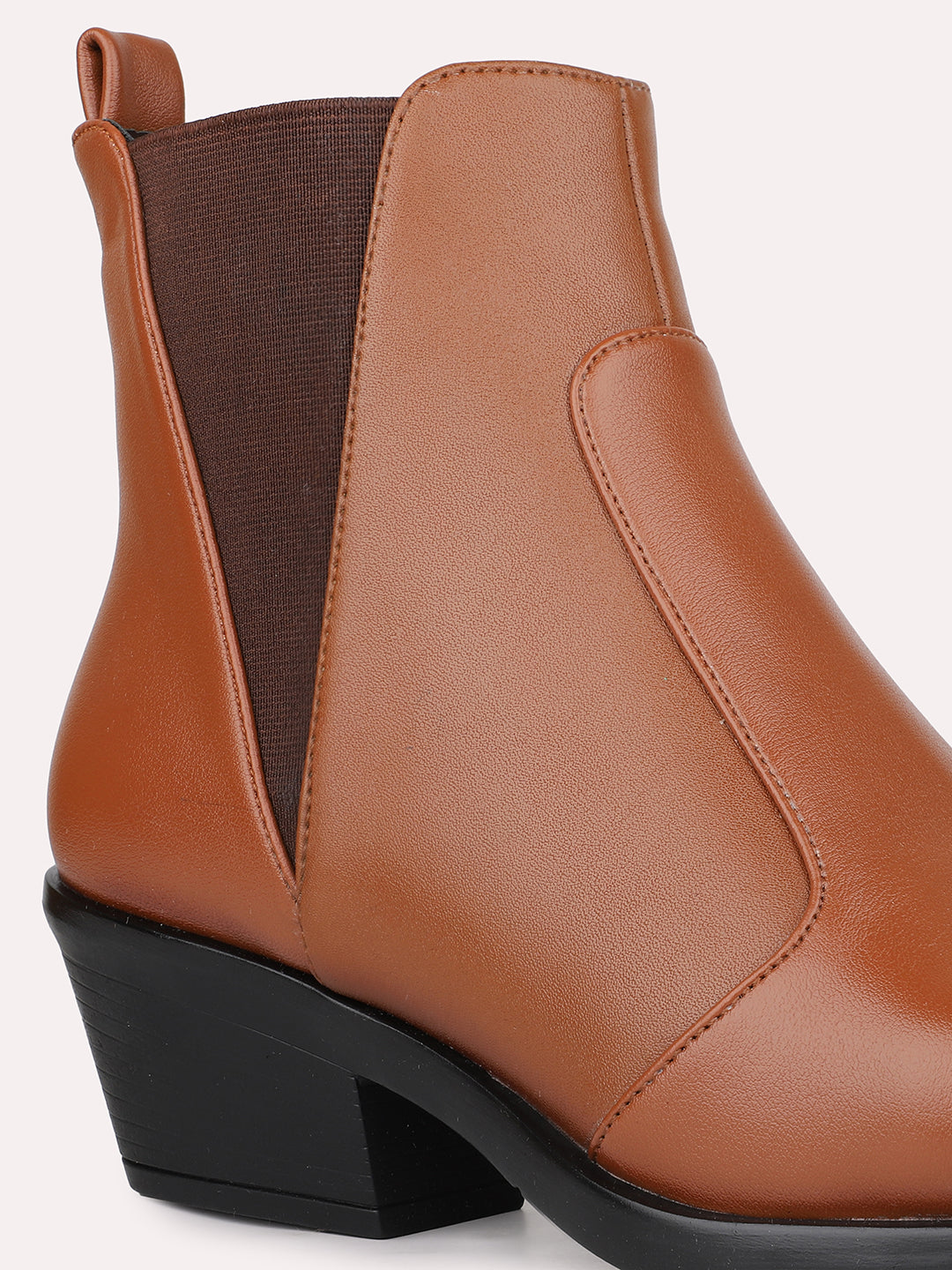 Womens Tan Casual Solid Pointed Toe Ankle Boots