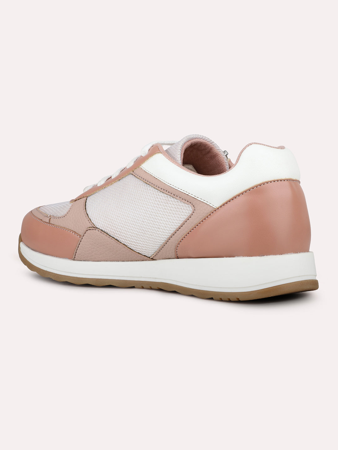 Womens Peach Casual Solid Laceup Sneakers