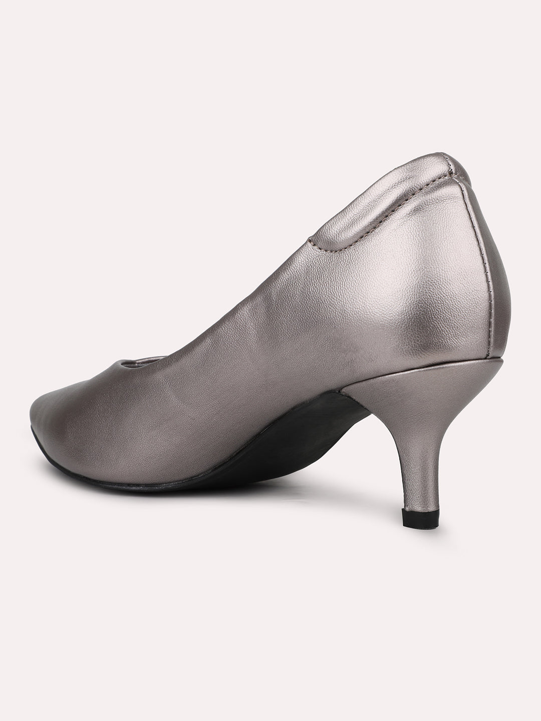 Womens Pewter Party Wear Solid Pointed Heels