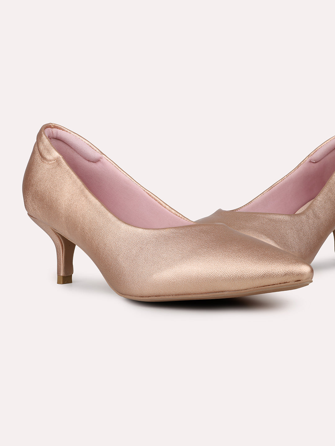 Womens Rose Gold Party Wear Solid Pointed Heels