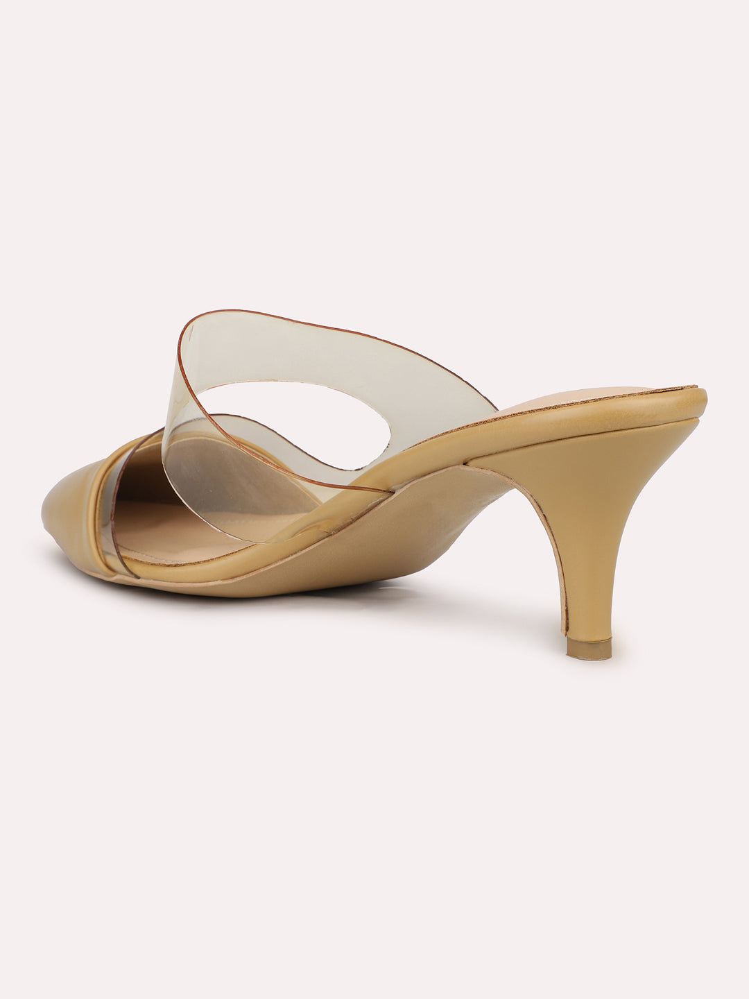 Womens Beige Party Wear Transparent Pointed Heels