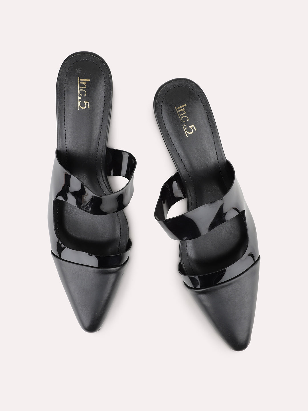 Womens Black Party Wear Transparent Pointed Heels