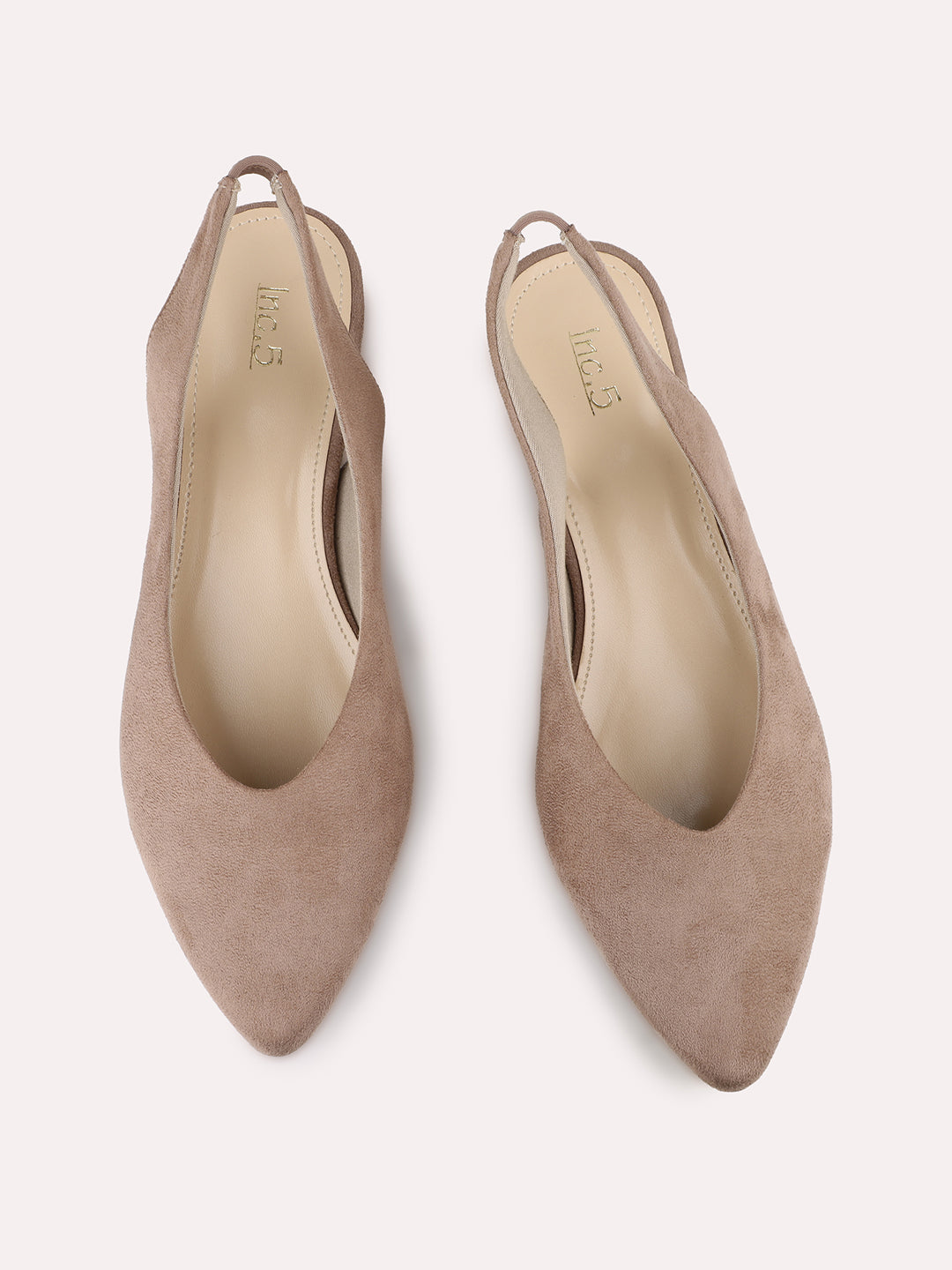 Womens Beige Party Wear Solid Pointed Heels