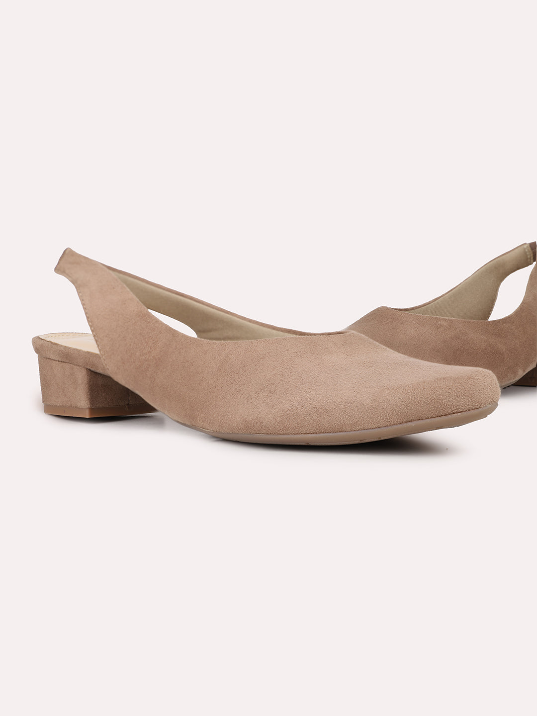 Womens Beige Party Wear Solid Pointed Heels