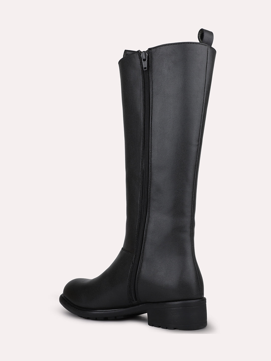 Womens Black Casual Solid Long Boots