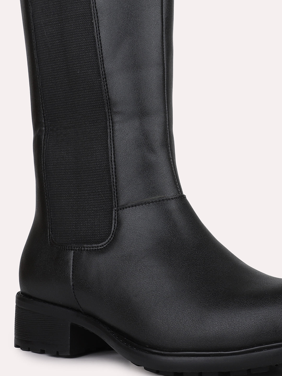 Womens Black Casual Solid Long Boots