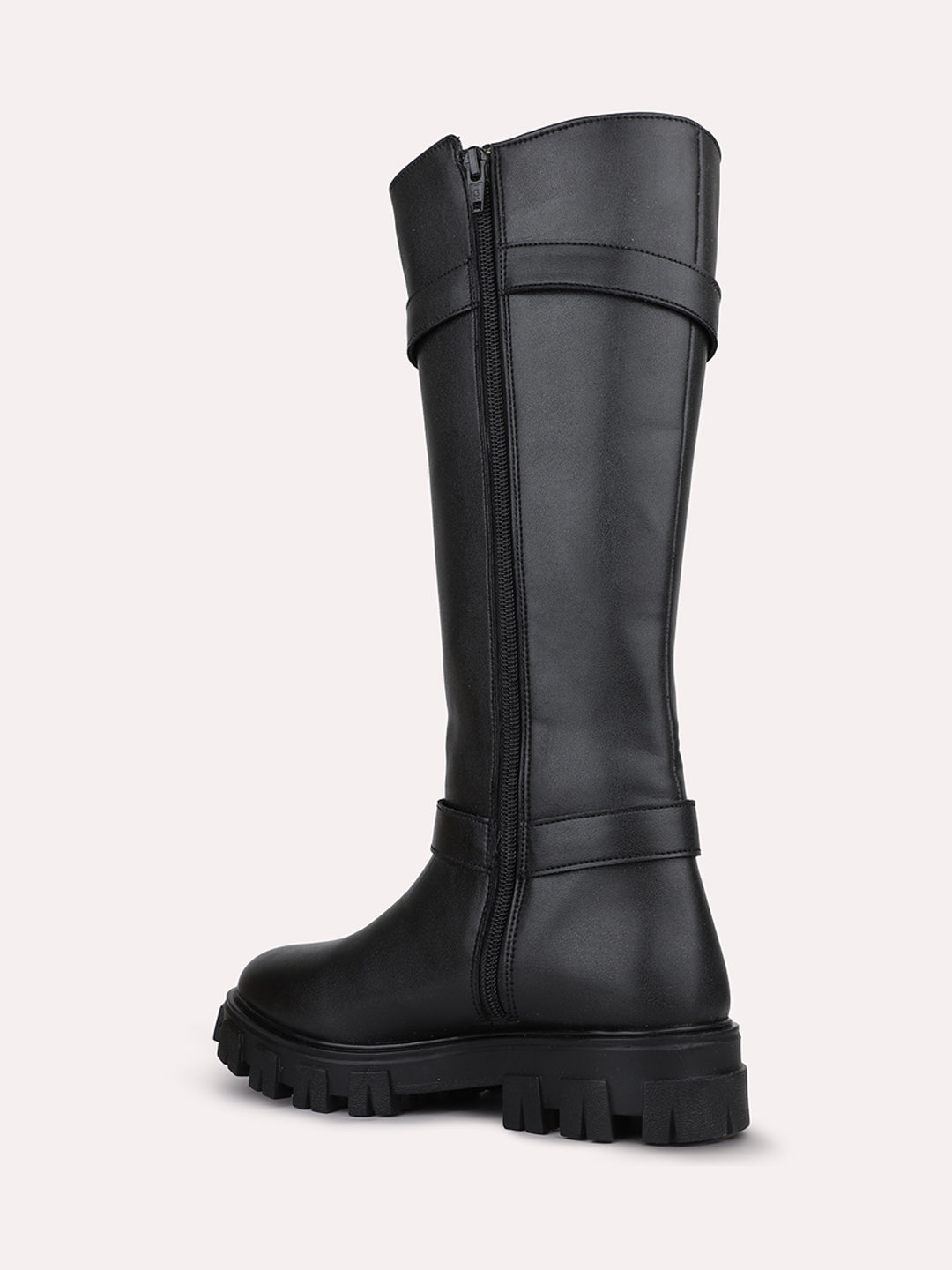 Womens Black Casual Solid Long Boots