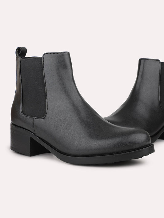 Womens Black Casual Solid Ankle Boots