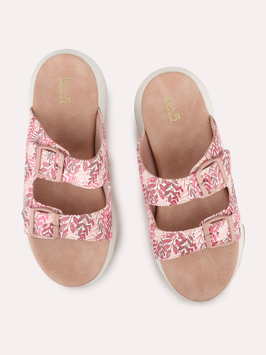 Womens Peach Casual Printed Round Toe Casual Flats