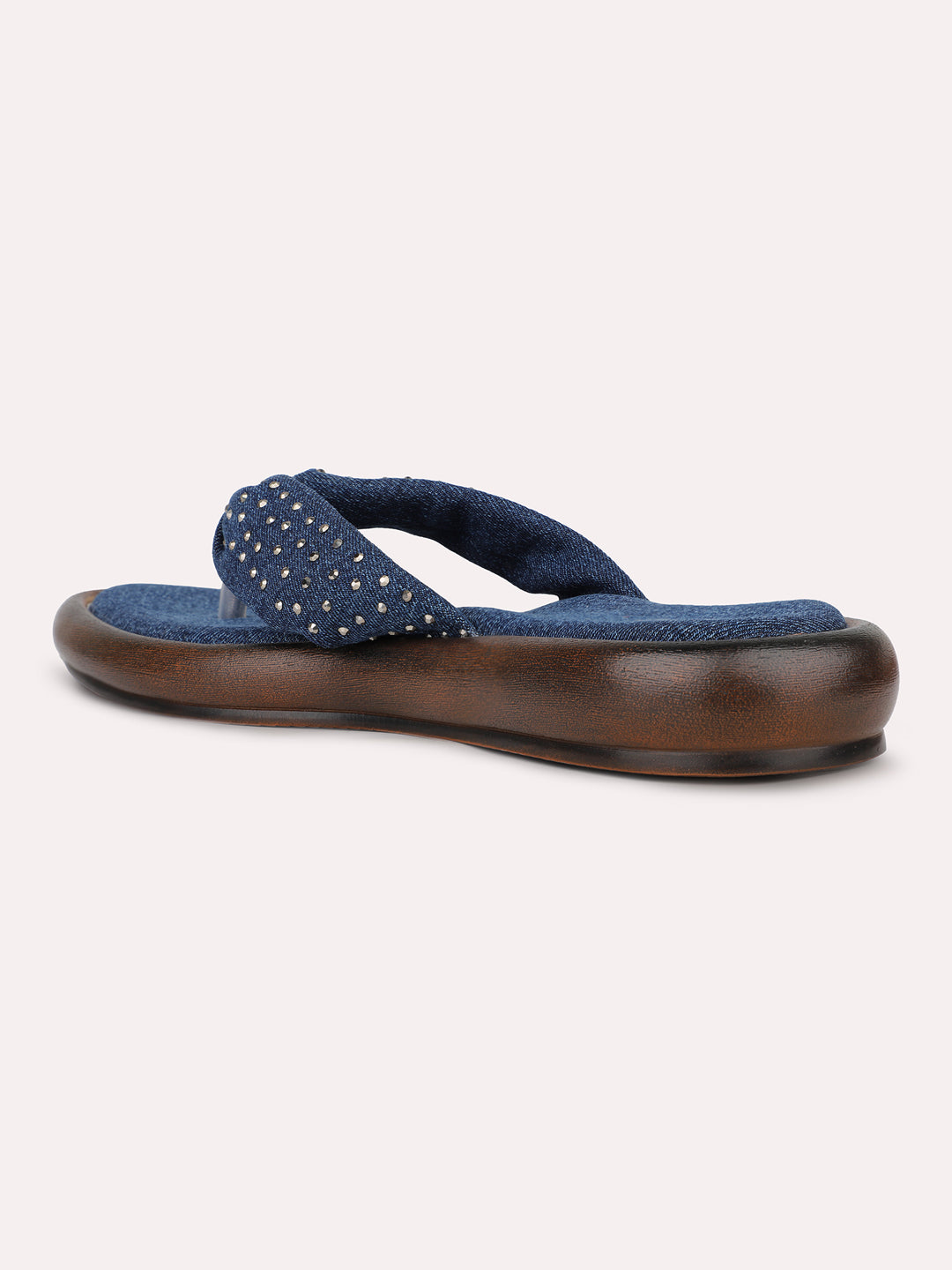 Womens Navy Casual Solid Round Toe Casual Flats