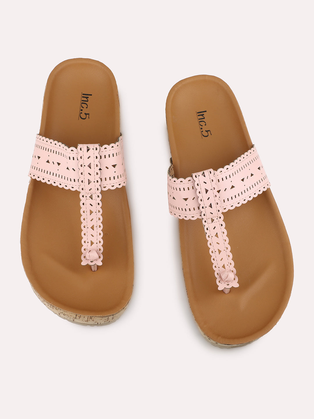 Womens Peach Casual Solid Ethnic Casual Flats