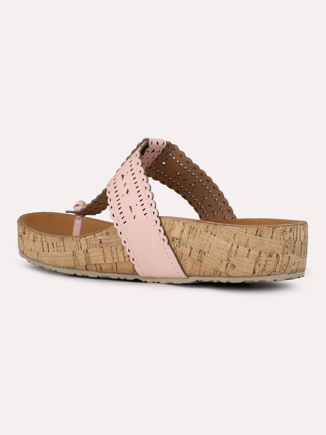 Womens Peach Casual Solid Ethnic Casual Flats